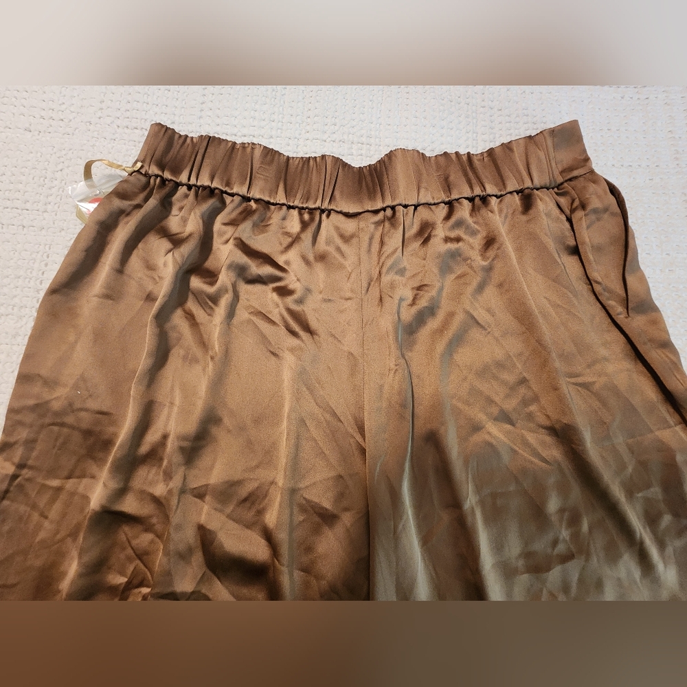 Ryegrass Women's Brown Satin Elastic Waist Joggers Athleisure Cuffed Hem NEW XXL - Picture 9 of 10